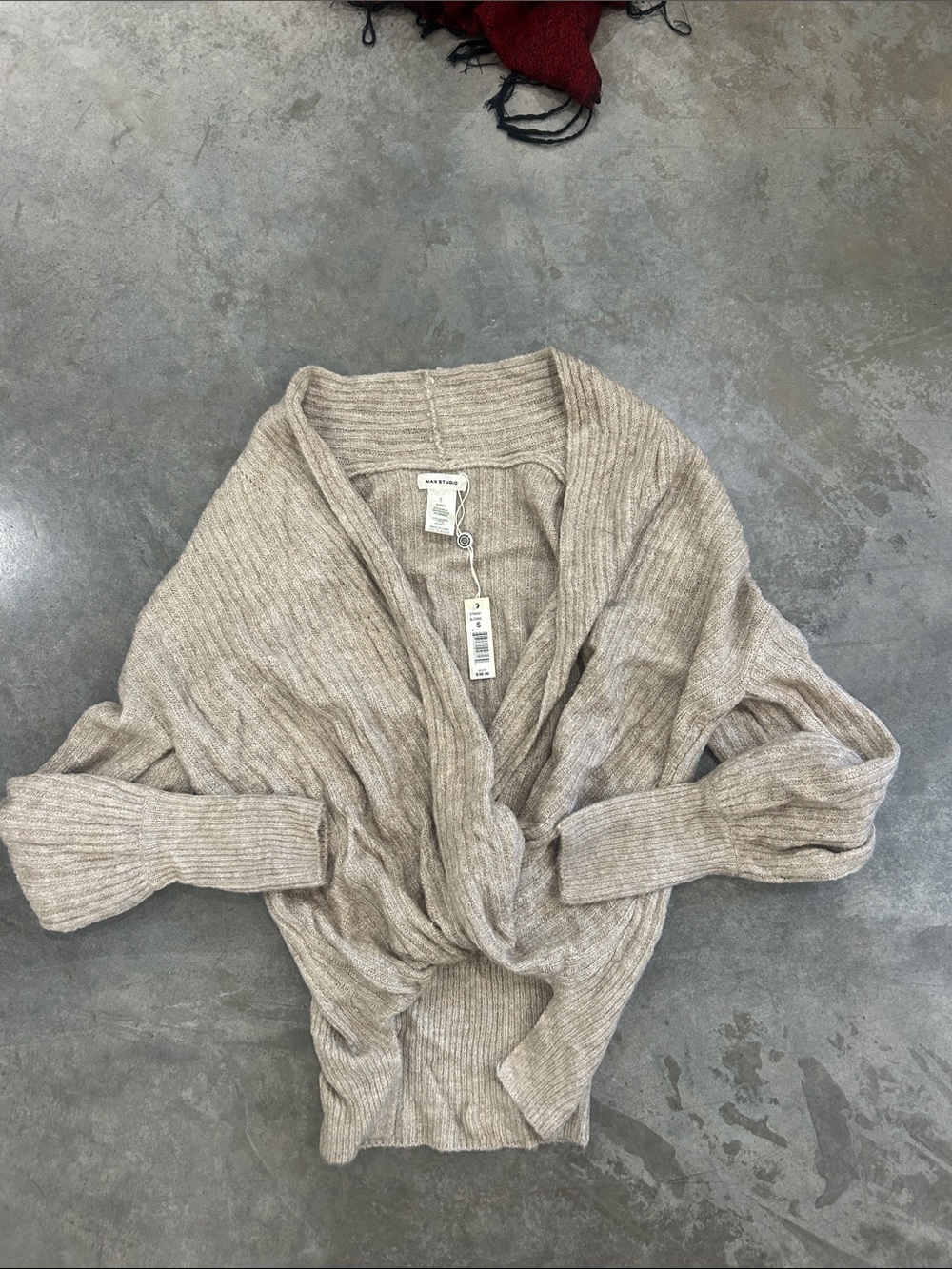 Cozy Beige Knit Wrap Sweater